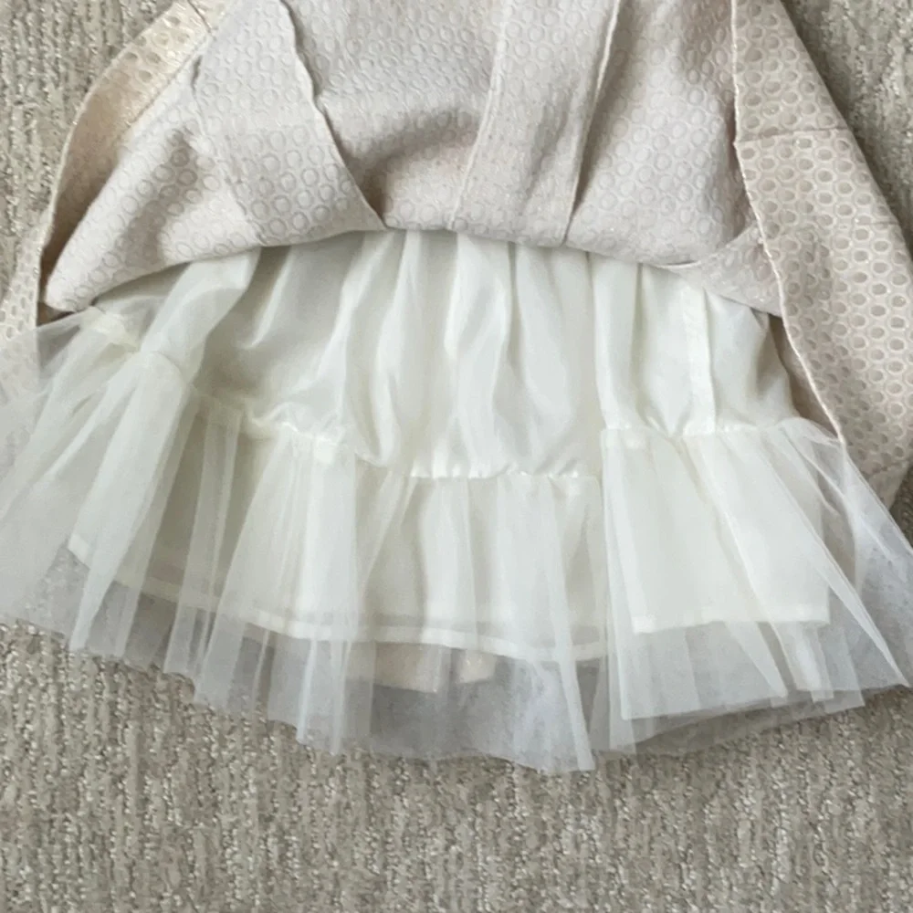 Gymboree Champagne Pleated Special Occasion Dress SZ 6-12 Month Princess Holiday